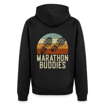 Running Runner Half Marathon - Unisex Premium Bio Zip Hoodie - Schwarz - Hinten - Nico (187cm)