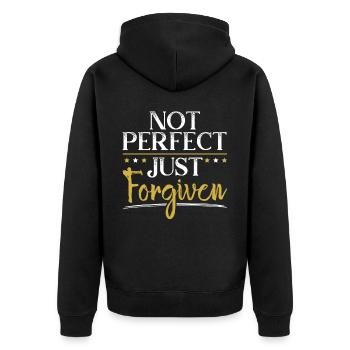Not Perfect Just Forgiven Religious Christian - Unisex Premium Organic Zip Hoodie - black - Back - Nico (187cm)
