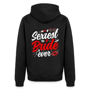 Sexiest Braut Überhaupt Hochzeit Bräute Heiraten - Unisex Premium Bio Zip Hoodie - Schwarz - Hinten - Nico (187cm)