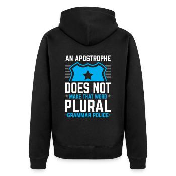 Grammaire Police Anglais Professeur d’écriture Apostrophe - Veste à capuche bio Premium Unisexe - noir - Dos - Nico (187cm)