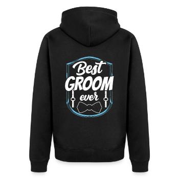 Best Groom Ever Wedding Party - Unisex Premium Organic Zip Hoodie - black - Back - Nico (187cm)