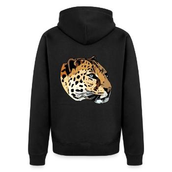 Leopard animal head predator animal motif with wild animals - Unisex Premium Organic Zip Hoodie - black - Back - Nico (187cm)