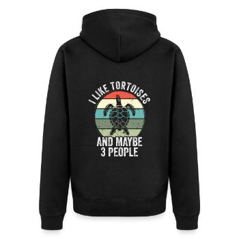 I like tortoises and maybe 3 people Turtle - Unisex Premium Bio Zip Hoodie - Schwarz - Hinten - Nico (187cm)