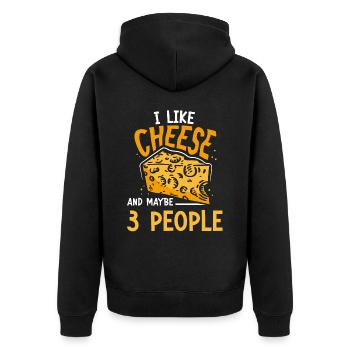 J’aime le fromage et peut-être 3 personnes amateurs sucrés - Veste à capuche bio Premium Unisexe - noir - Dos - Nico (187cm)