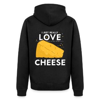 I just love cheese very sweet lovers sayings - Unisex Premium Organic Zip Hoodie - black - Back - Nico (187cm)