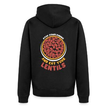 Stop whining and eat your lentil lens - Unisex Premium Organic Zip Hoodie - black - Back - Nico (187cm)