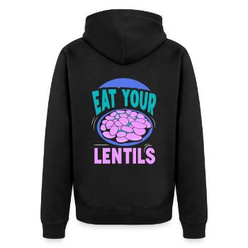 Eat Your Lentil Lentil Soup Food - Unisex Premium Organic Zip Hoodie - black - Back - Nico (187cm)
