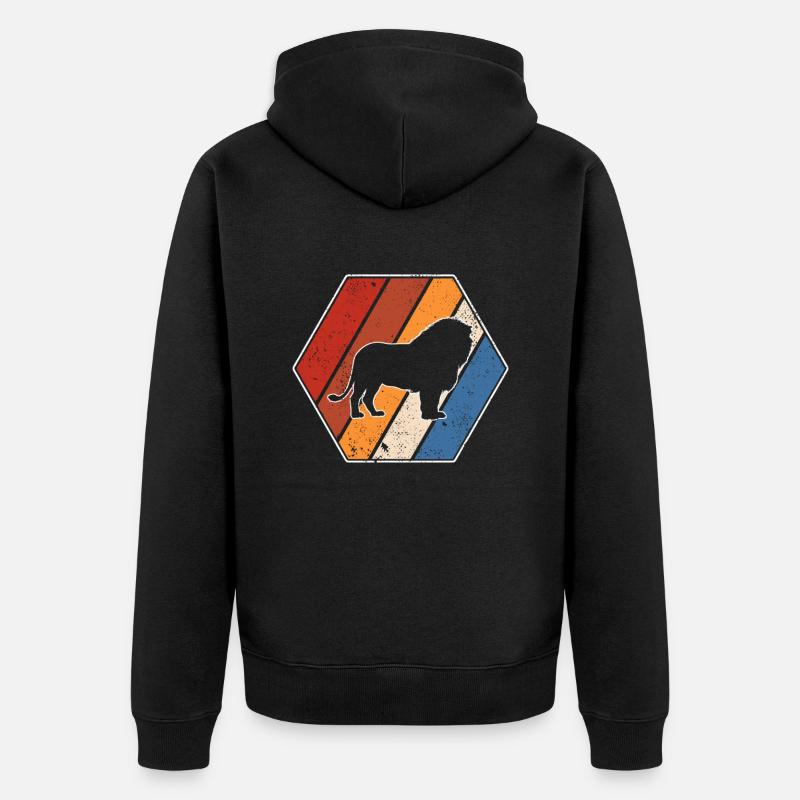 Lion Rétro - Veste à capuche bio Premium Unisexe - noir