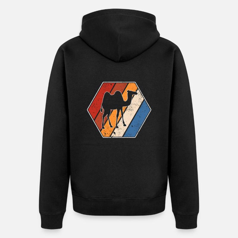 Kamel Retro - Unisex Premium Bio Zip Hoodie - Schwarz