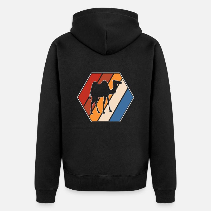 Kamel Retro - Unisex Premium Bio Zip Hoodie - Schwarz