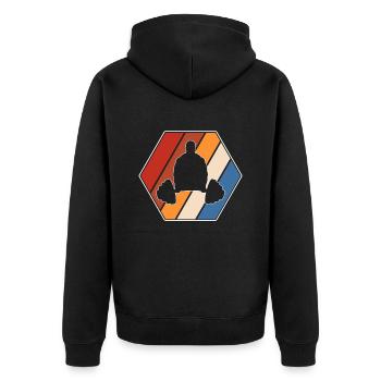 design 317 - Unisex Premium Organic Zip Hoodie - black - Back - Nico (187cm)