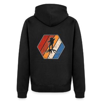Bergsteigen Retro - Unisex Premium Bio Zip Hoodie - Schwarz - Hinten - Nico (187cm)