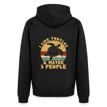 I like turtles and maybe 3 people water turtle - Unisex Premium Bio Zip Hoodie - Schwarz - Hinten - Nico (187cm)