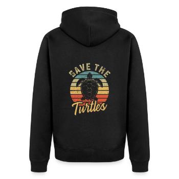 Save the turtles water turtle - Unisex Premium Bio Zip Hoodie - Schwarz - Hinten - Nico (187cm)