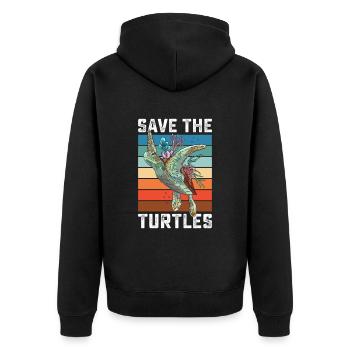 Save the turtles water turtle - Unisex Premium Bio Zip Hoodie - Schwarz - Hinten - Nico (187cm)