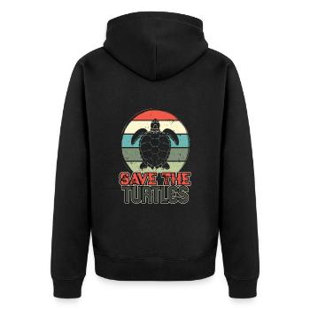 Save the turtles water turtle - Unisex Premium Bio Zip Hoodie - Schwarz - Hinten - Nico (187cm)