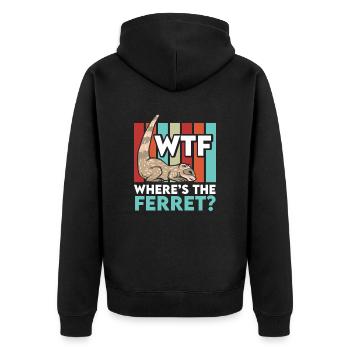 Ferret Slender Weasel Mustelid Pet Ferret - Unisex Premium Organic Zip Hoodie - black - Back - Nico (187cm)
