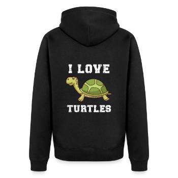 I love turtles water turtle - Unisex Premium Bio Zip Hoodie - Schwarz - Hinten - Nico (187cm)