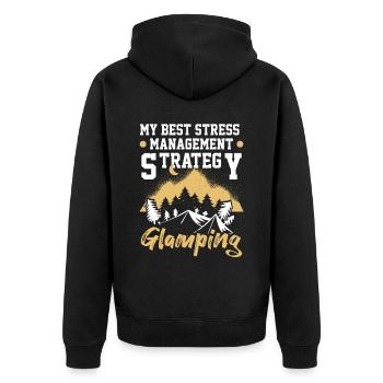 Glamping Camping Glamper - Unisex Premium Bio Zip Hoodie - Schwarz - Hinten - Nico (187cm)