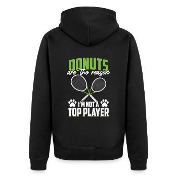 Tennis Player Ghost Kitten - Unisex Premium Organic Zip Hoodie - black - Back - Nico (187cm)