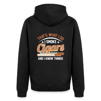 Tobacco Nicotine Cigar Lovers Smoker - Unisex Premium Organic Zip Hoodie - black - Back - Nico (187cm)