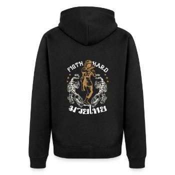 Idée cadeau de combattant sportif traditionnel Muay Thai - Veste à capuche bio Premium Unisexe - noir - Dos - Nico (187cm)