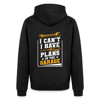 Garage Automechaniker - Unisex Premium Bio Zip Hoodie - Schwarz - Hinten - Nico (187cm)