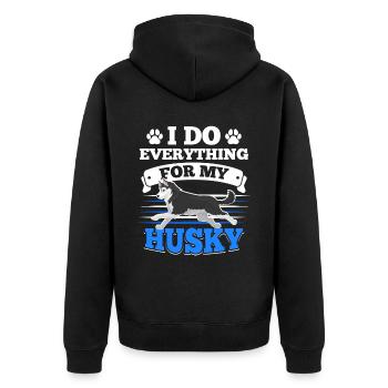 Husky Huskies dog owners - Unisex Premium Organic Zip Hoodie - black - Back - Nico (187cm)
