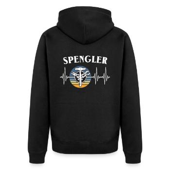 Spengler EKG Bauspengler - Unisex Premium Bio Zip Hoodie - Schwarz - Hinten - Nico (187cm)