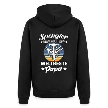 Spengler Papa Bauspengler Vater - Unisex Premium Bio Zip Hoodie - Schwarz - Hinten - Nico (187cm)