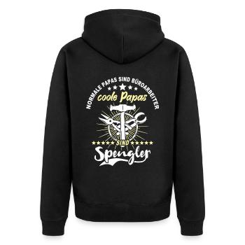 Spengler Papa Bauspengler Vater - Unisex Premium Bio Zip Hoodie - Schwarz - Hinten - Nico (187cm)