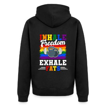 Heli Skiing - Unisex Premium Bio Zip Hoodie - Schwarz - Hinten - Nico (187cm)