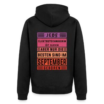 Elektriker Geburtstag September geboren - Unisex Premium Bio Zip Hoodie - Schwarz - Hinten - Nico (187cm)