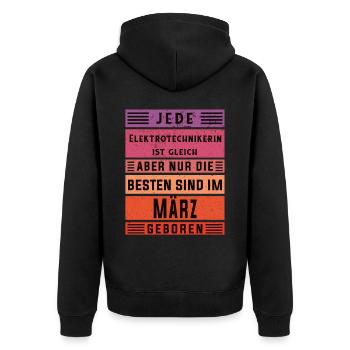 Elektriker Geburtstag März geboren - Unisex Premium Bio Zip Hoodie - Schwarz - Hinten - Nico (187cm)
