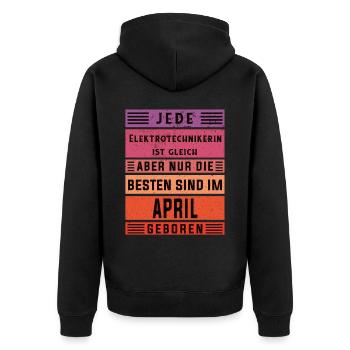 Elektriker Geburtstag April geboren - Unisex Premium Bio Zip Hoodie - Schwarz - Hinten - Nico (187cm)