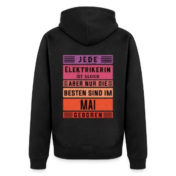 Elektriker Geburtstag Mai geboren Elektrikerin - Unisex Premium Bio Zip Hoodie - Schwarz - Hinten - Nico (187cm)
