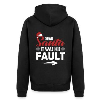Dear Santa Claus, it was his fault - Unisex Premium Organic Zip Hoodie - black - Back - Nico (187cm)