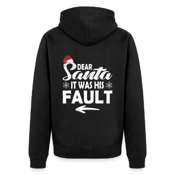 Dear Santa Claus, it was his fault - Unisex Premium Organic Zip Hoodie - black - Back - Nico (187cm)