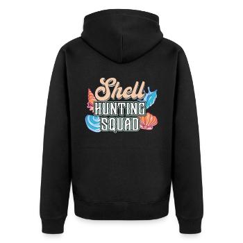 Shell Hunting Squad - Muschel - Unisex Premium Bio Zip Hoodie - Schwarz - Hinten - Nico (187cm)