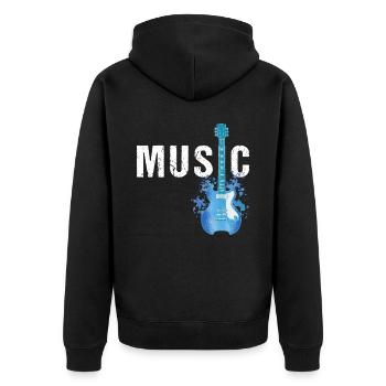 Musikgitarre akustische Elektrikgitarrist Aquarell - Unisex Premium Bio Zip Hoodie - Schwarz - Hinten - Nico (187cm)