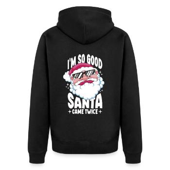 Je suis si bon Père Noël est venu deux fois Père Noël - Veste à capuche bio Premium Unisexe - noir - Dos - Nico (187cm)