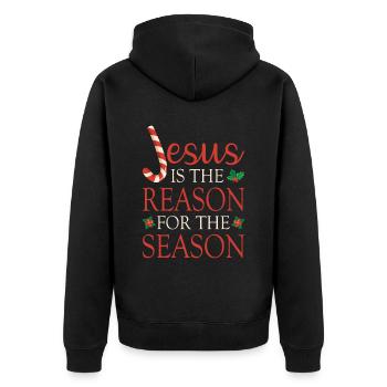 Jesus Is The Reason For The Season Weihnachten - Unisex Premium Bio Zip Hoodie - Schwarz - Hinten - Nico (187cm)