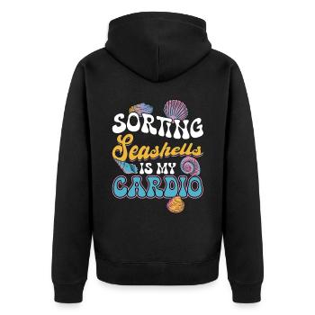 Trier les moules, c’est mon cardio - Veste à capuche bio Premium Unisexe - noir - Dos - Nico (187cm)