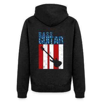 Amerikanische Flaggen -Bassgitarre patriotische Mu - Unisex Premium Bio Zip Hoodie - Schwarz - Hinten - Nico (187cm)