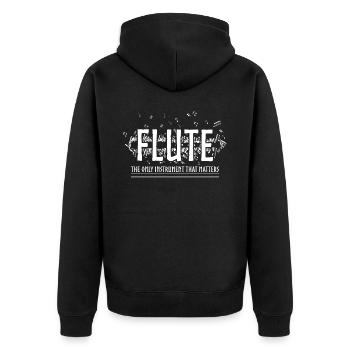 Flöte das einzige Instrument, das lustiger Flötist - Unisex Premium Bio Zip Hoodie - Schwarz - Hinten - Nico (187cm)