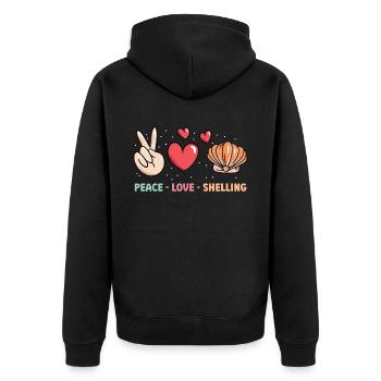 Peace - Love - Peeling - Shell - Unisex Premium Organic Zip Hoodie - black - Back - Nico (187cm)