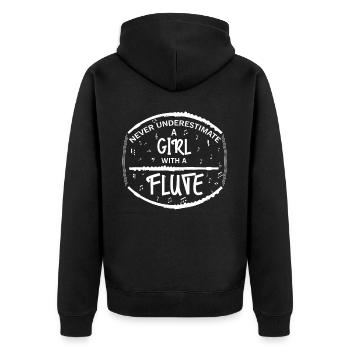Unterschätzen Sie niemals ein Mädchen mit einer Fl - Unisex Premium Bio Zip Hoodie - Schwarz - Hinten - Nico (187cm)