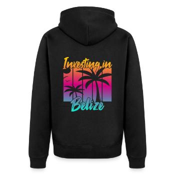 Investir au Belize - Veste à capuche bio Premium Unisexe - noir - Dos - Nico (187cm)
