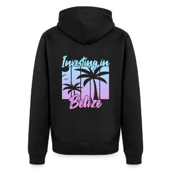 Investir au Belize - Veste à capuche bio Premium Unisexe - noir - Dos - Nico (187cm)