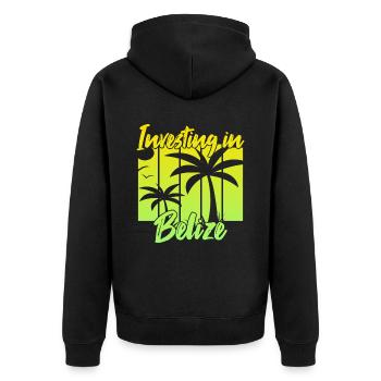 Investir au Belize - Veste à capuche bio Premium Unisexe - noir - Dos - Nico (187cm)